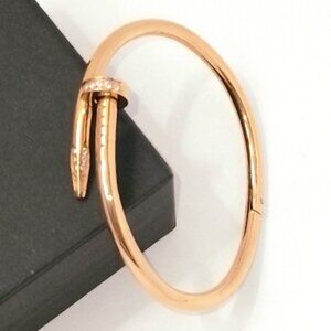 🌟18k Gold Plated Stud Bracelet with Cubic Zirconia 316L Steel Trendy Love